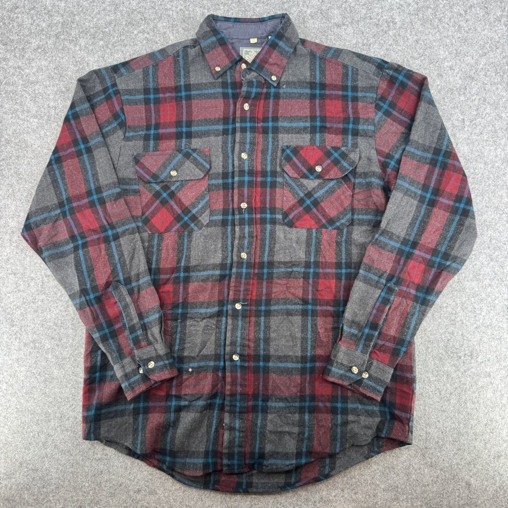 Vintage Red Plaid Button Down Outdoor Exchange Shirt Mens Medium Tall
